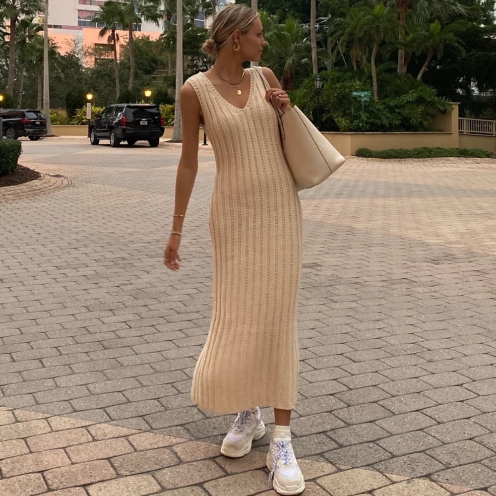 Yellow the label EMERY KNIT MIDI DRESS